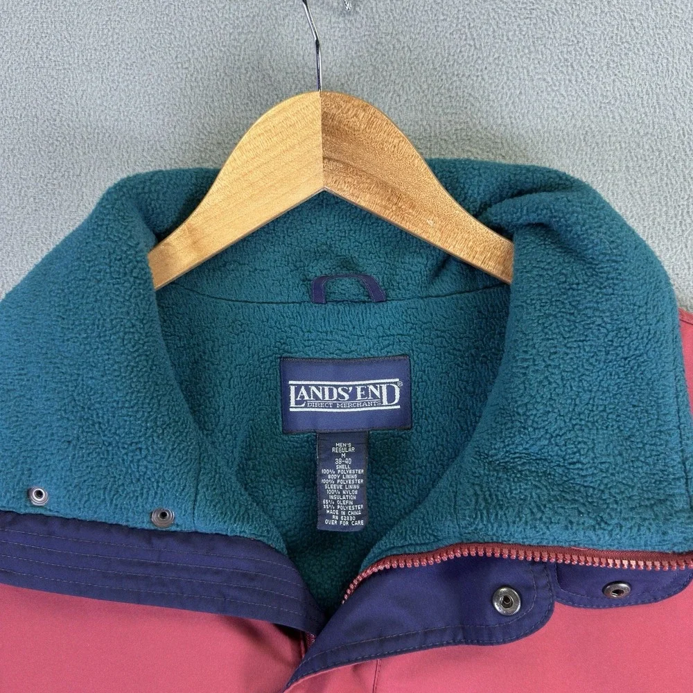 Lands End Jacket Mens Medium Red Fleece Lined‎ Bomber Heavyweight Insulated